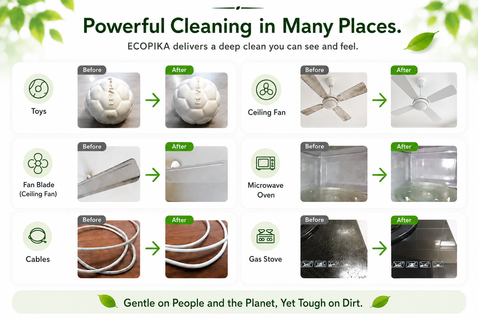 ECOPIKA cleaning examples before and after